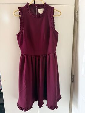 Kate Spade Ruffled Sleeveless Party Dress - Burgundy